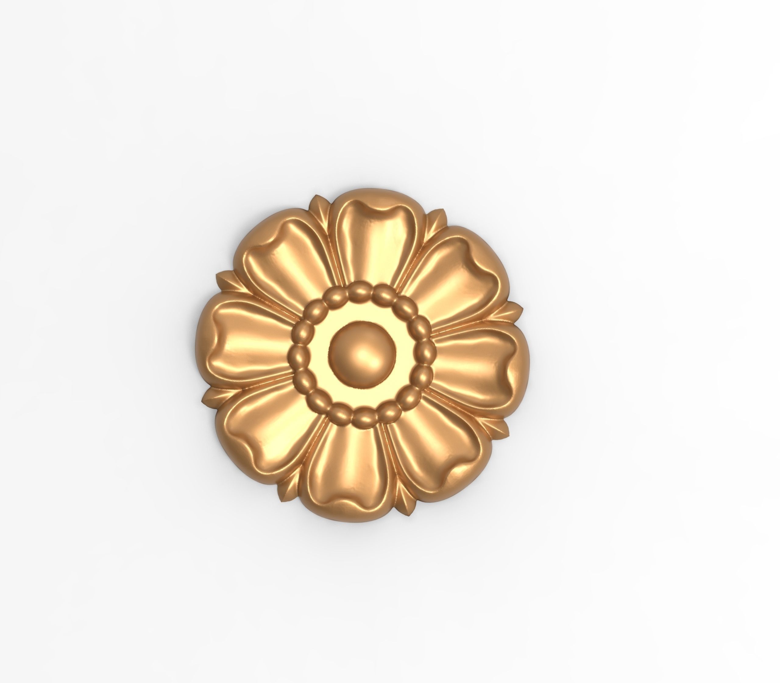 carving model gold flower Free low-poly 3D model_1