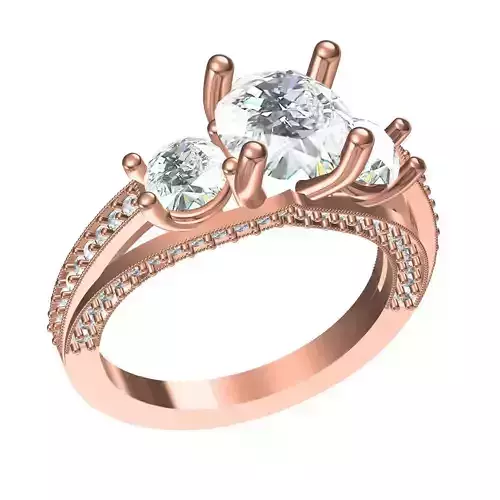 Triple Stone Solitaire Engagement Ring for Women