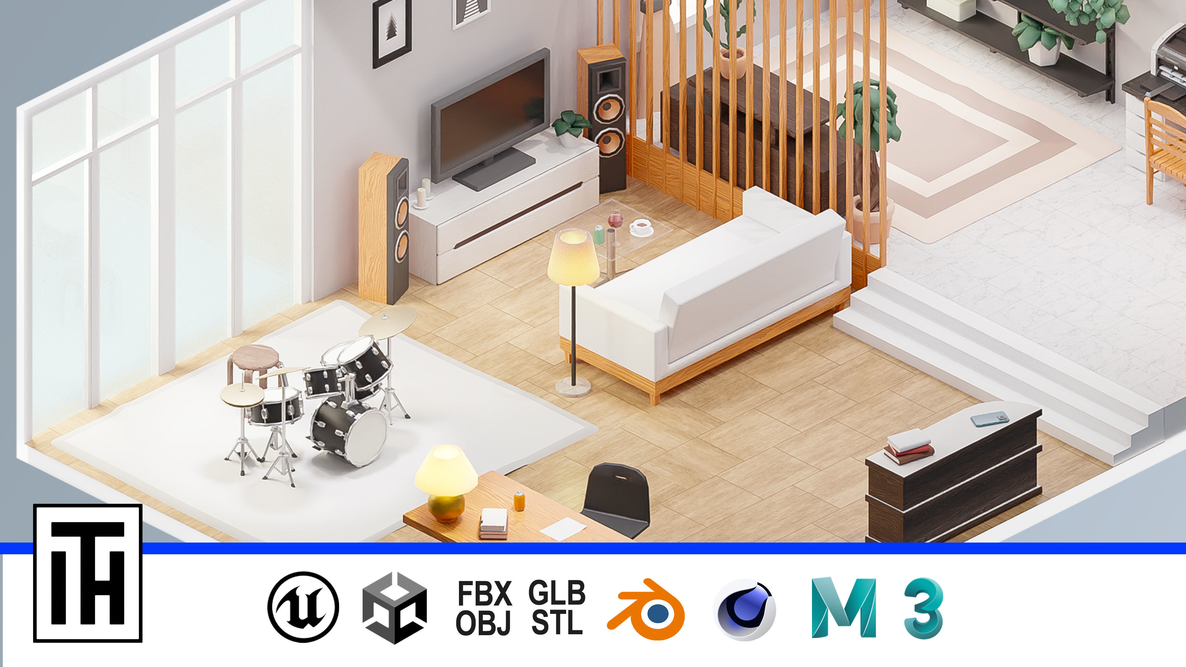 Room 42 Low-poly 3D model_1