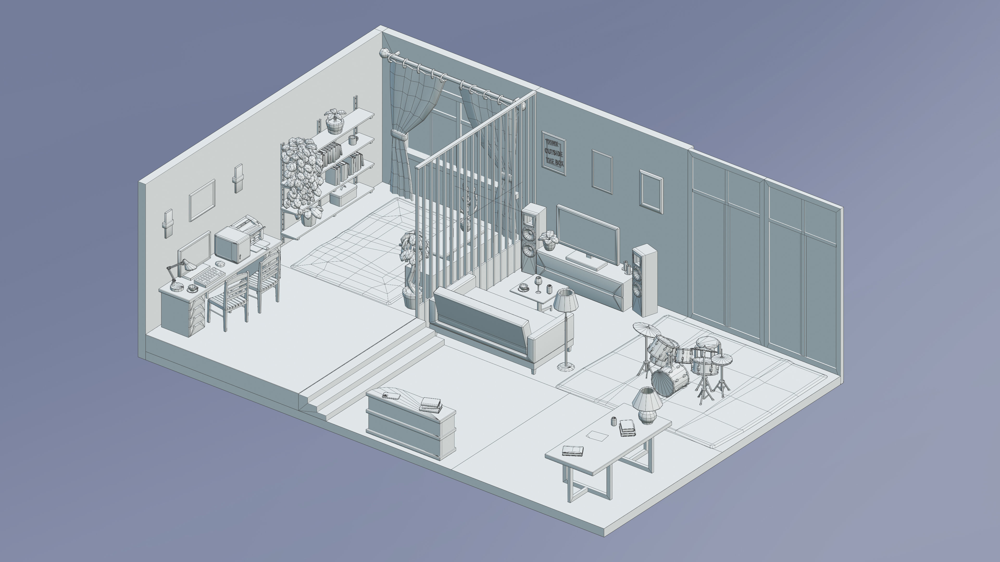 Room 42 Low-poly 3D model_5
