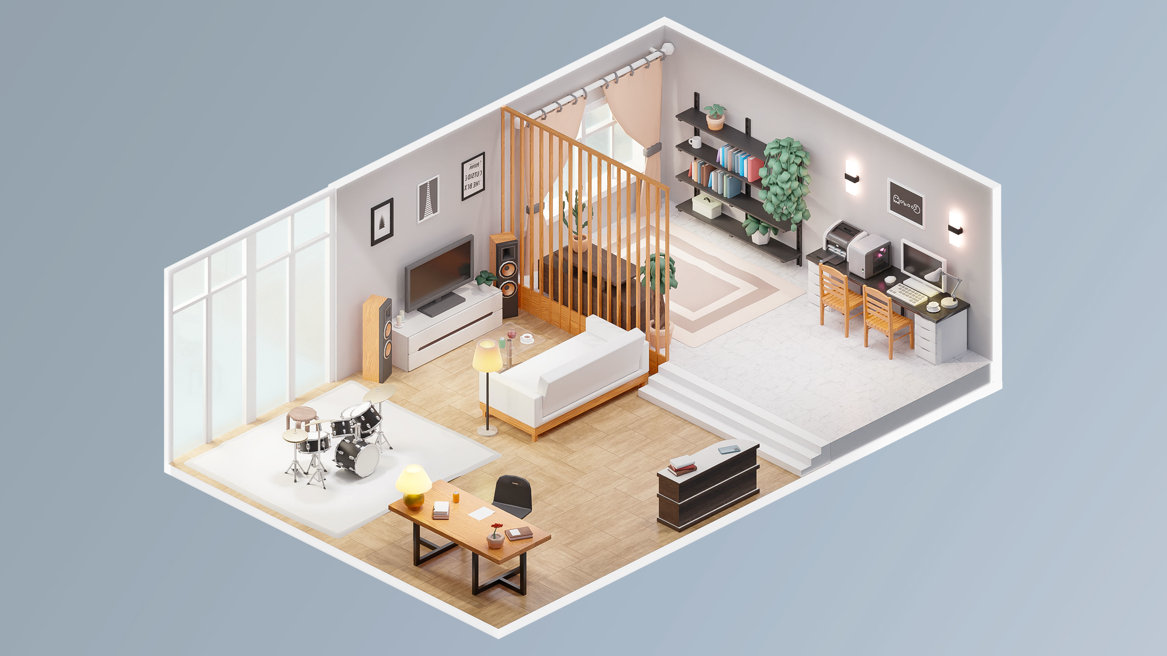 Room 42 Low-poly 3D model_4