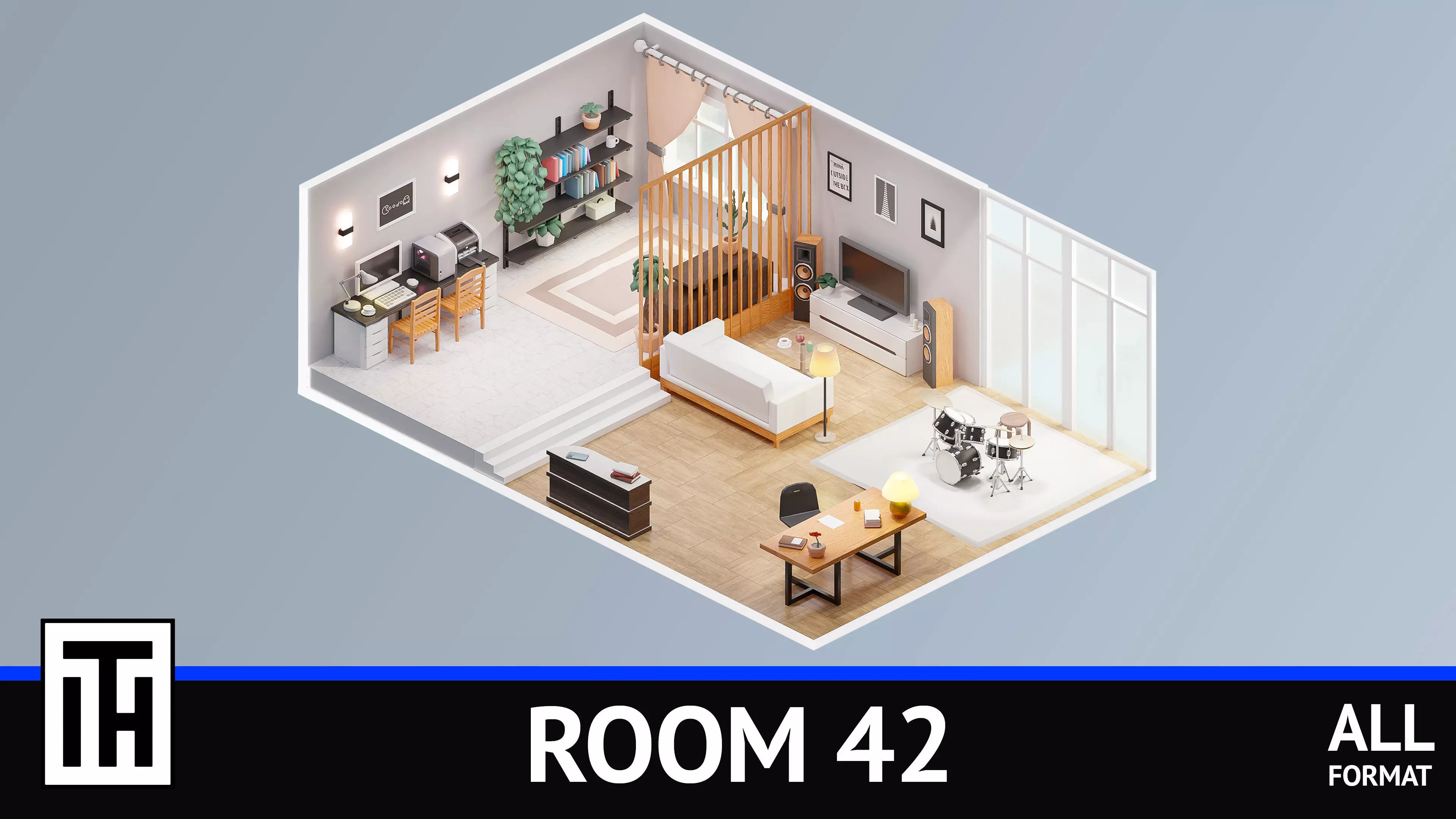 Room 42 Low-poly 3D model_0
