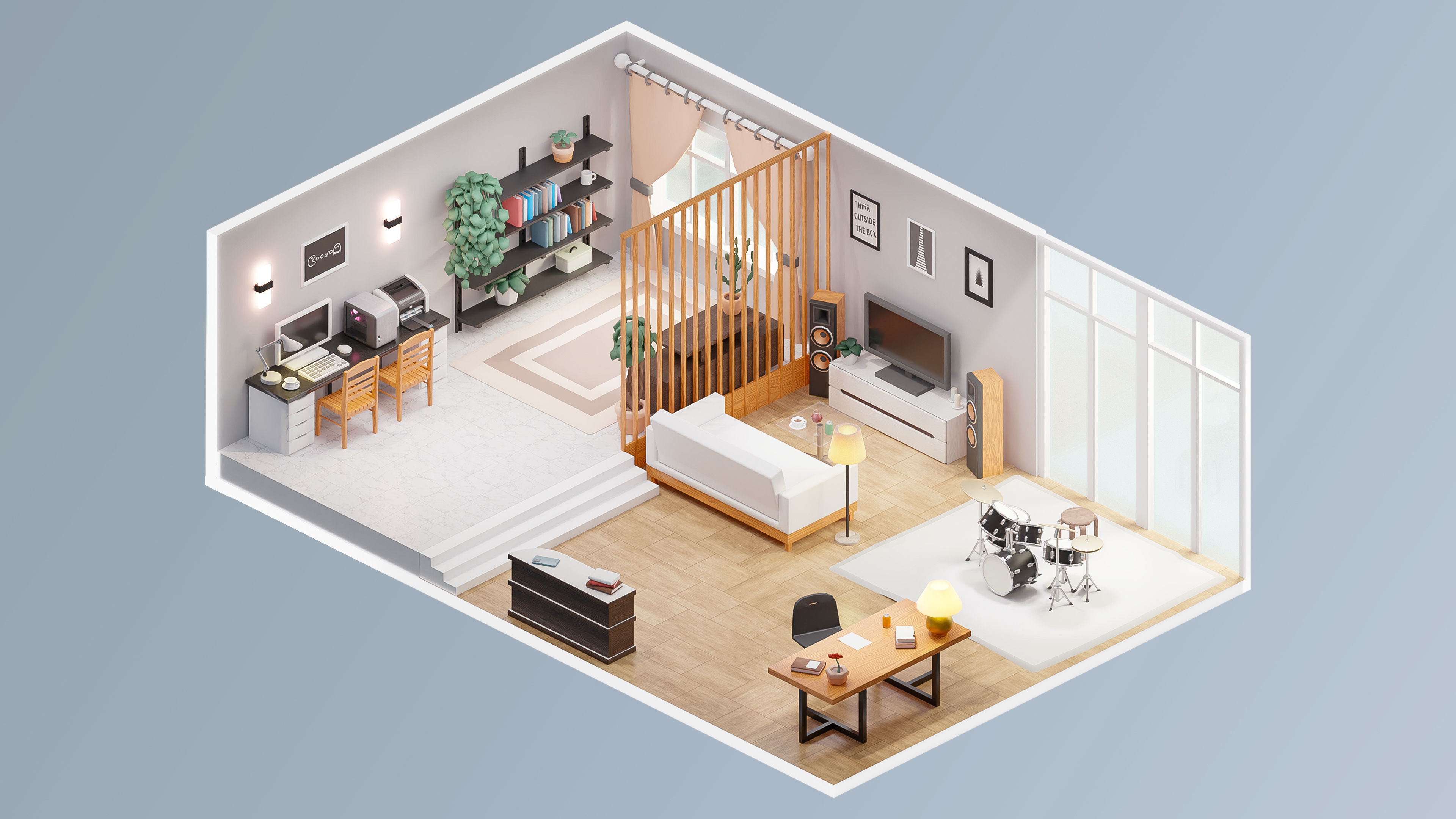 Room 42 Low-poly 3D model_3