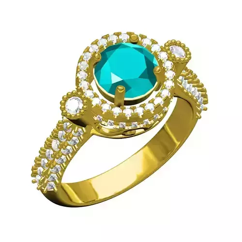 Centre Round Blue Topaz Engagement Ring