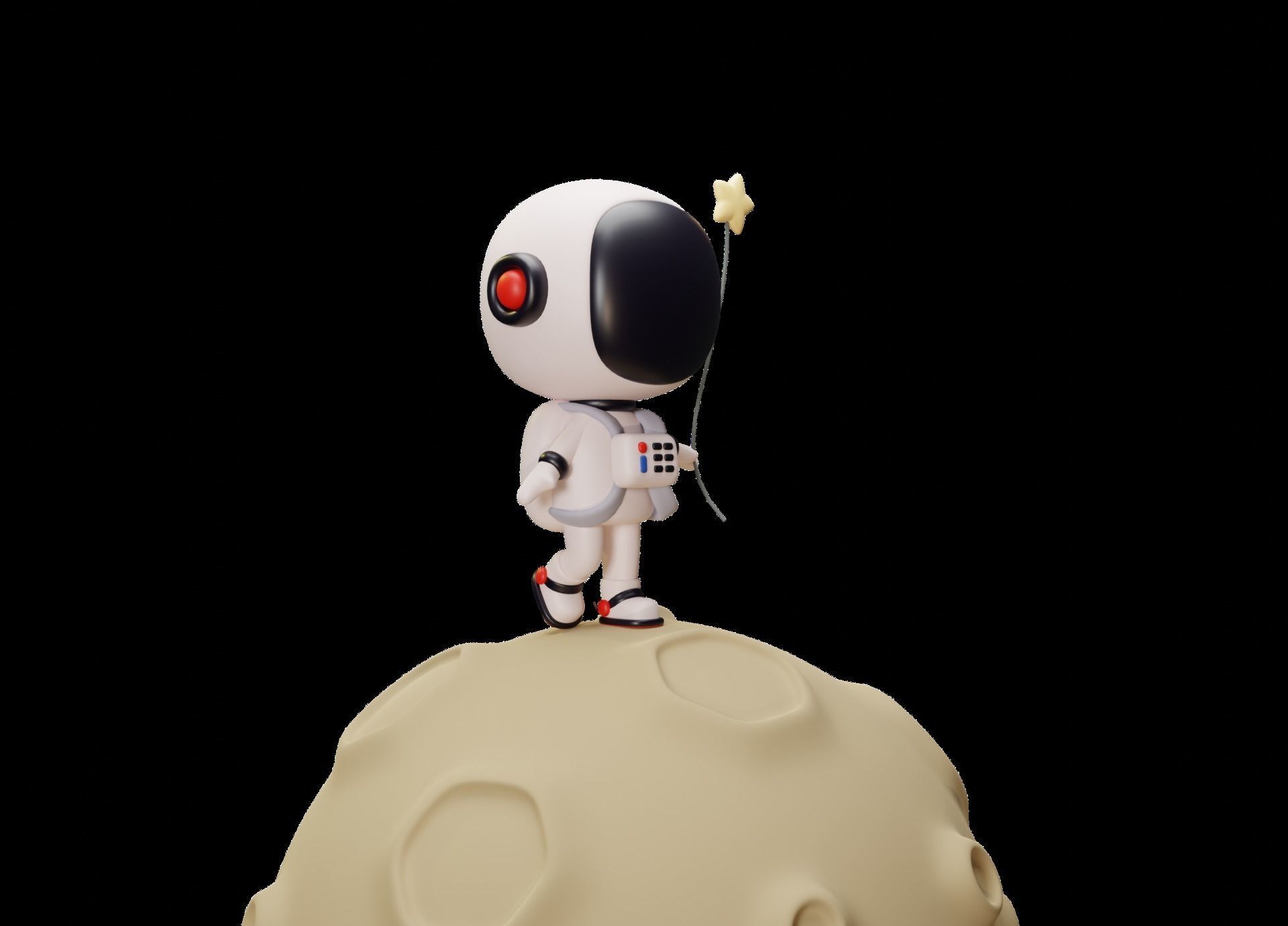 astronaut 3D print model and moon 3D model_2