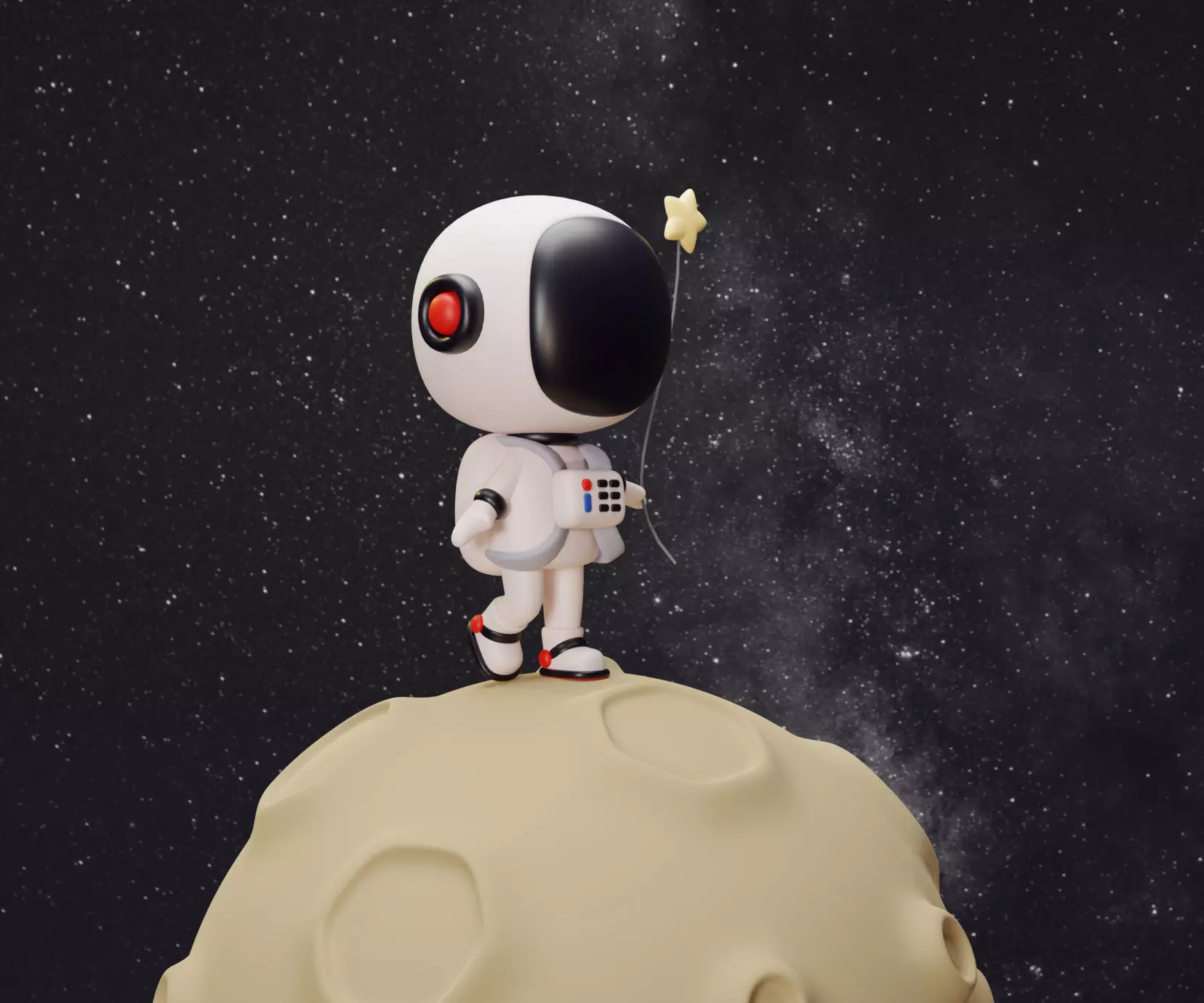 astronaut 3D print model and moon 3D model_0