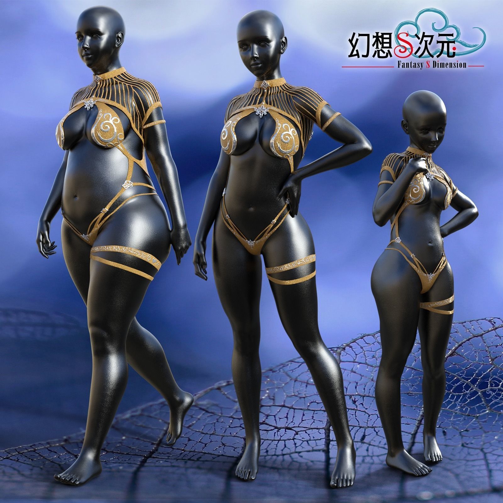 Gold Bikini 009 For G8F 3D model_4