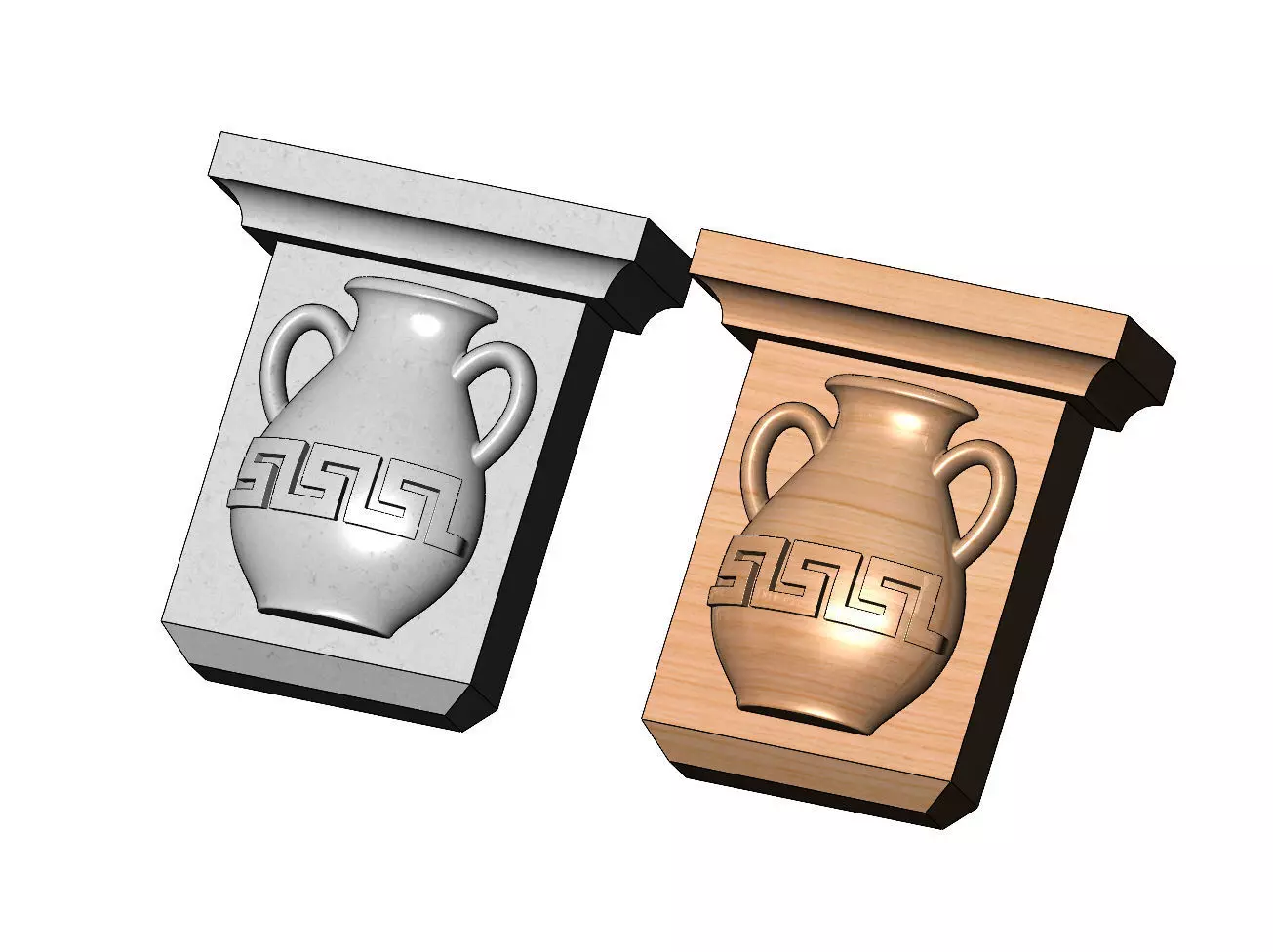 Neoclassical greek key urn corbel and bracket 3D print model