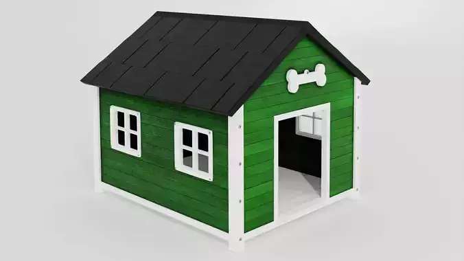 DogHouse02 dog house with roof 3D model