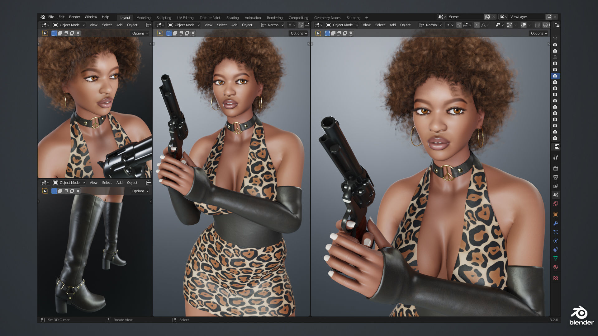 Funky Woman - Female Character Version 1 Low-poly 3D model_6