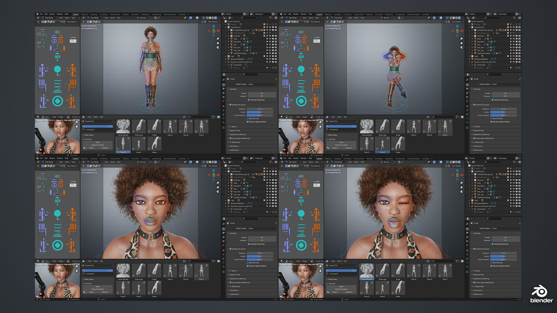 Funky Woman - Female Character Version 1 Low-poly 3D model_5