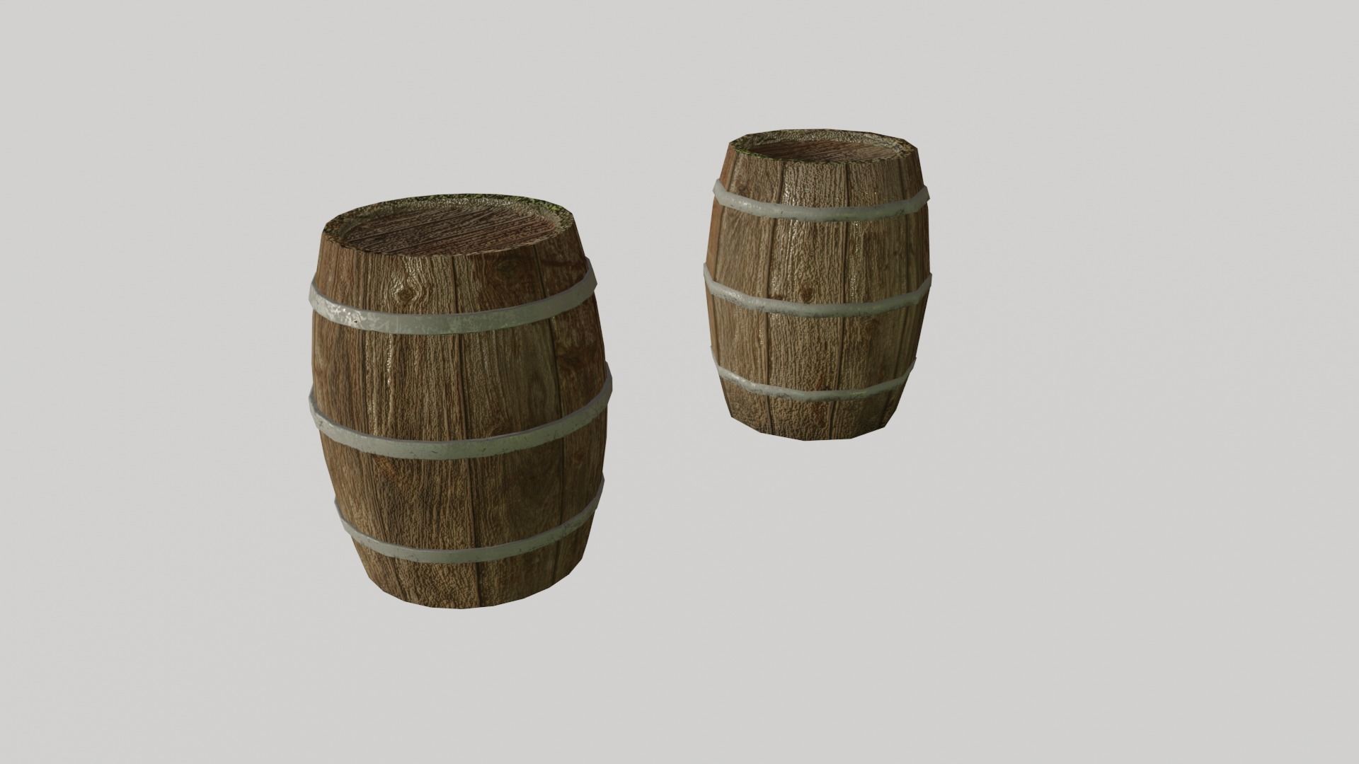 Wooden barrels Low-poly 3D model_2