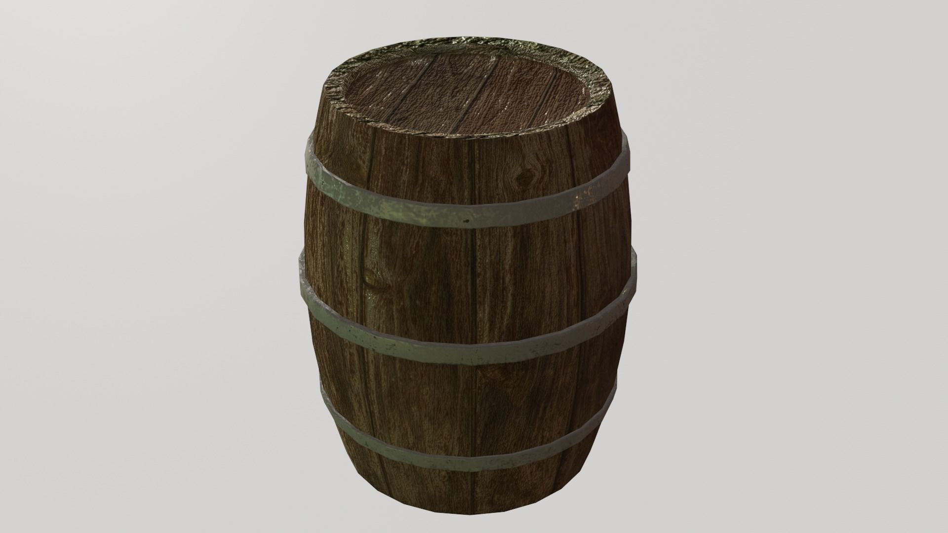 Wooden barrels Low-poly 3D model_8