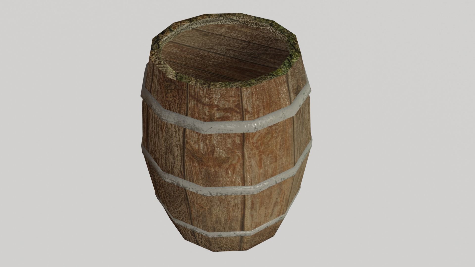 Wooden barrels Low-poly 3D model_6
