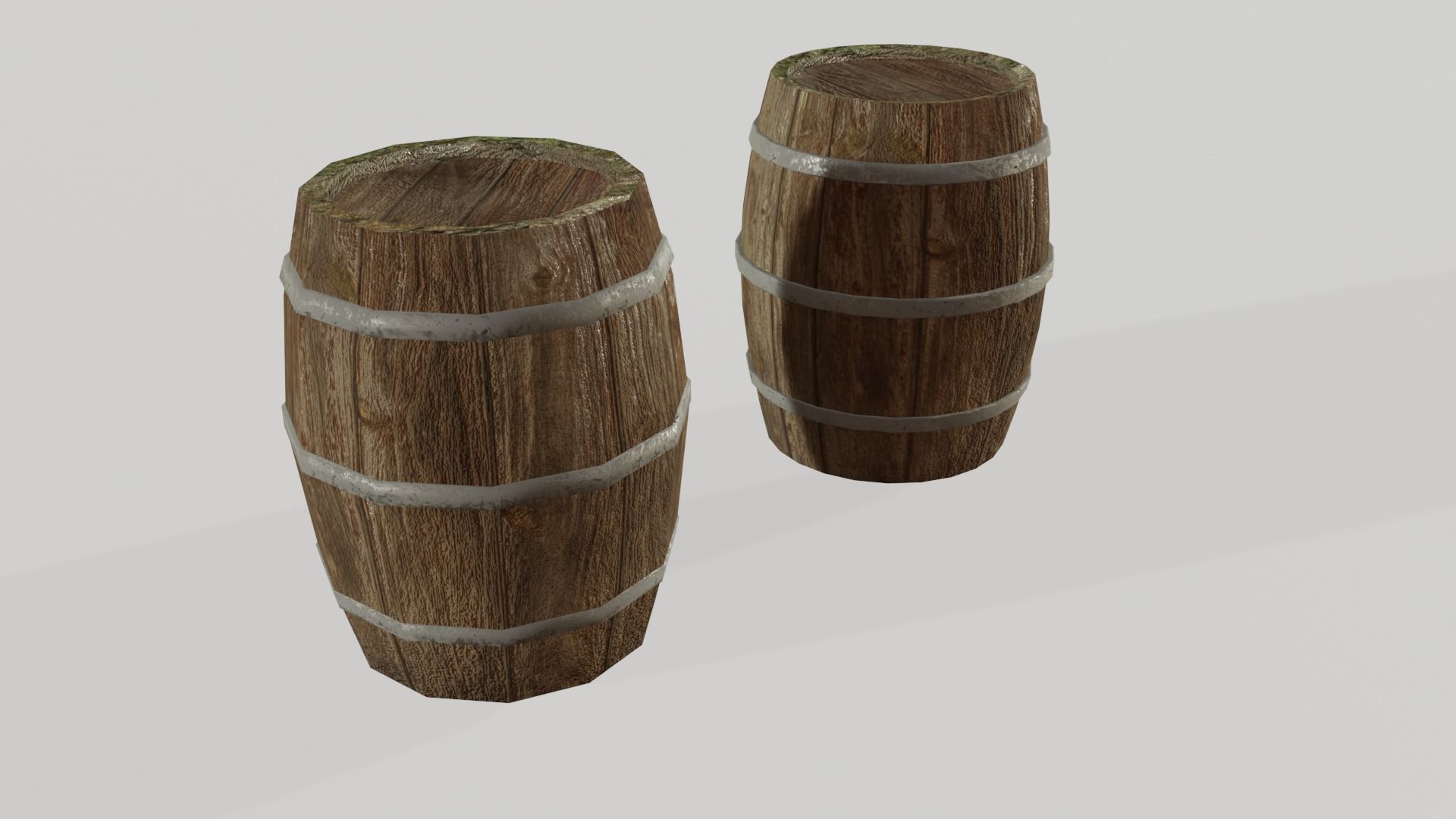 Wooden barrels Low-poly 3D model_5