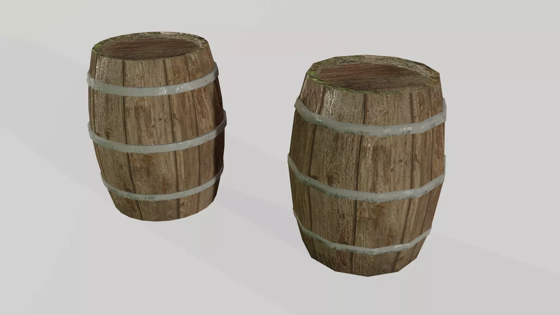 Wooden barrels Low-poly 3D model_0