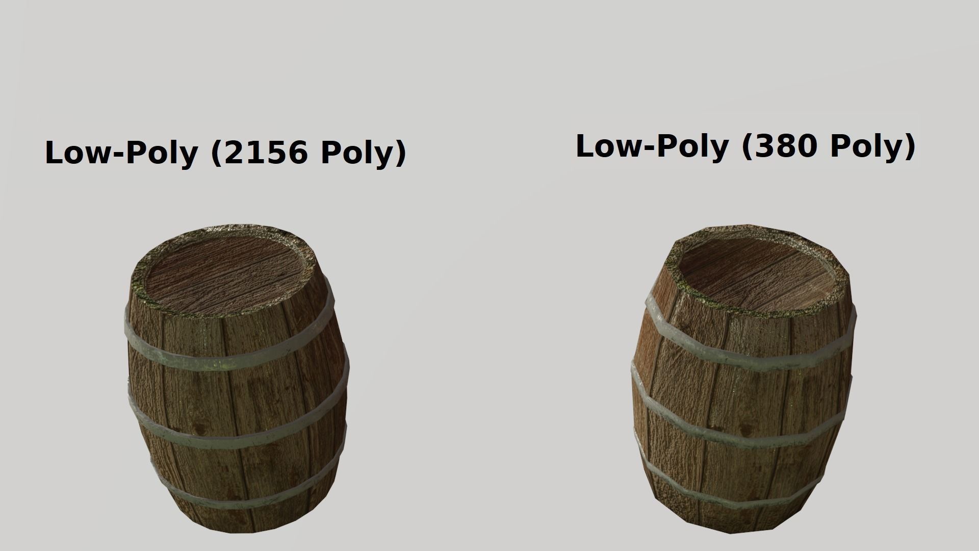 Wooden barrels Low-poly 3D model_1