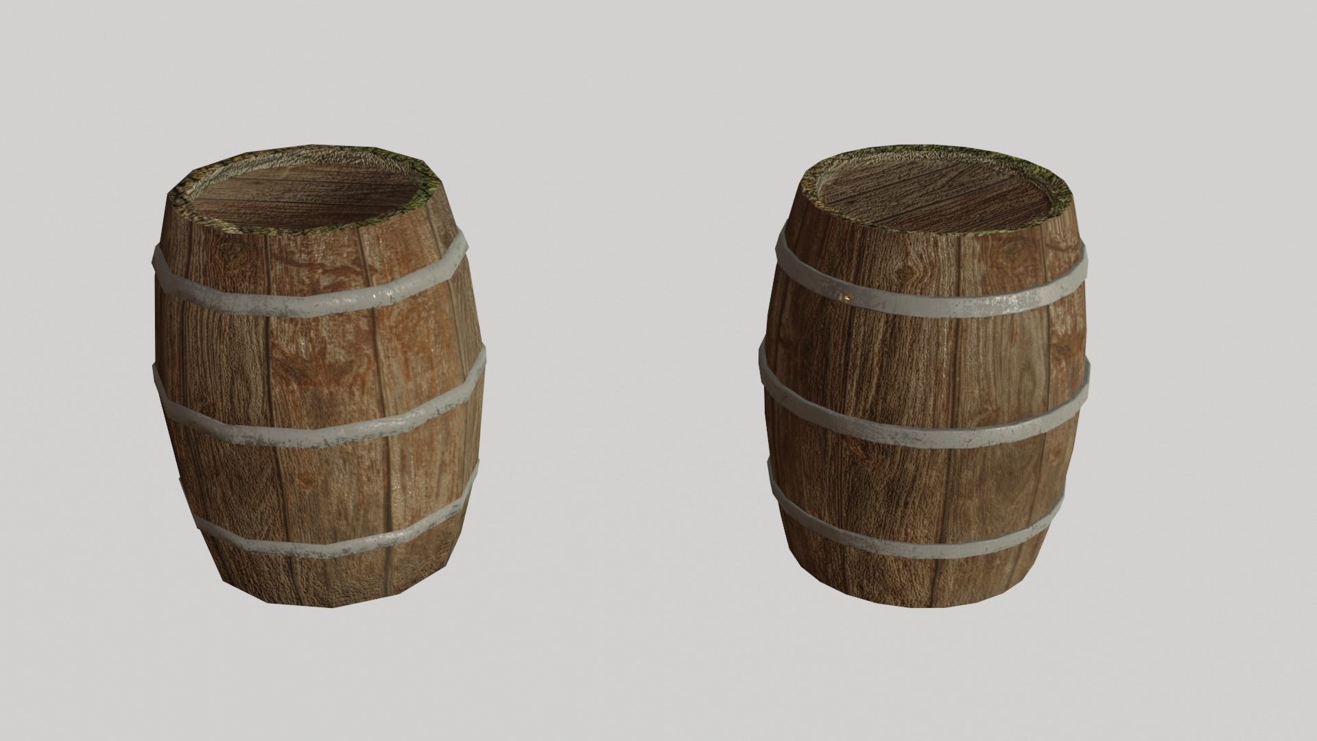 Wooden barrels Low-poly 3D model_4