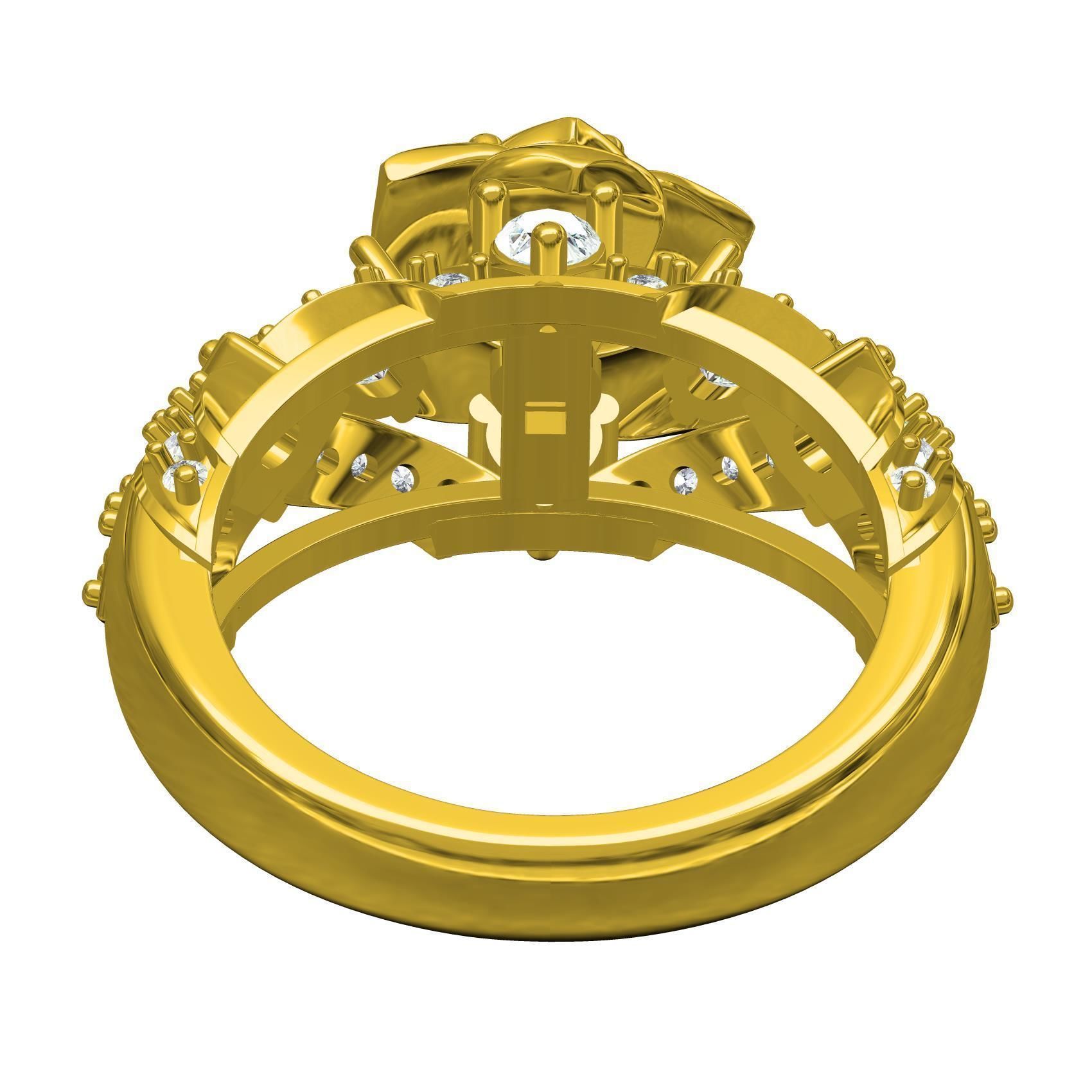 Pink Sapphire Rose Flower Ring for Women 3D print model_6