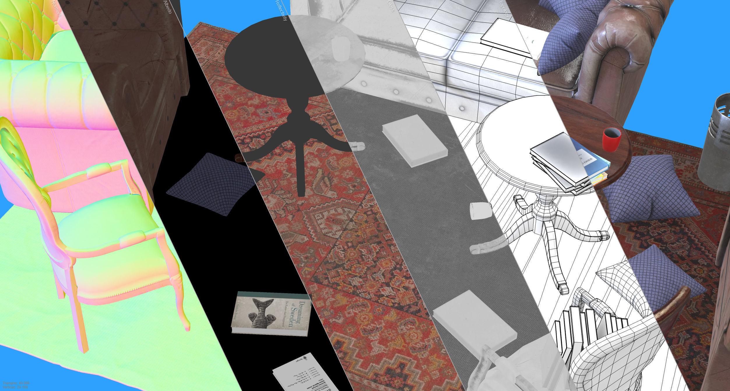 Armchair Set - PBR Game Ready Props Low-poly 3D model_2