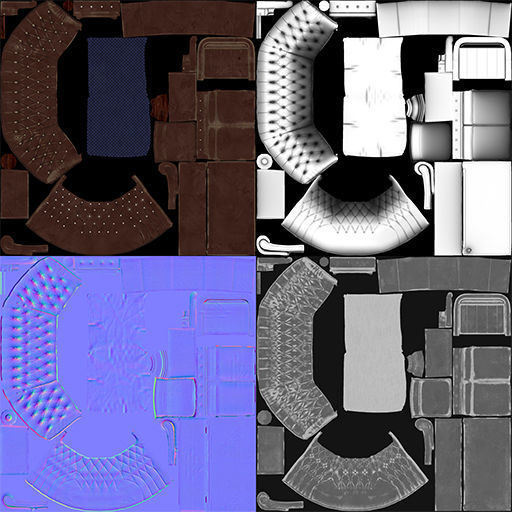 Armchair Set - PBR Game Ready Props Low-poly 3D model_8