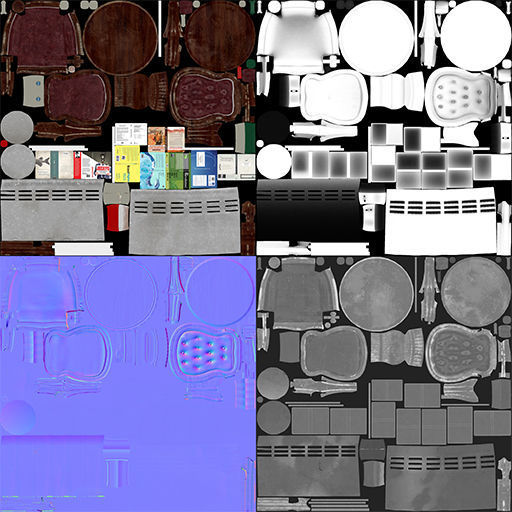 Armchair Set - PBR Game Ready Props Low-poly 3D model_6