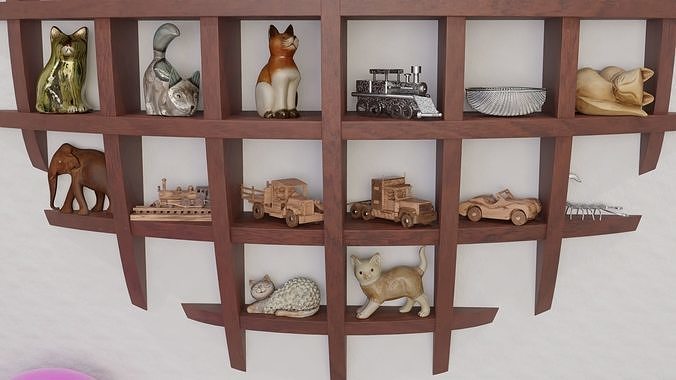 Wooden bookshelf library full with 33 models 3D model 4