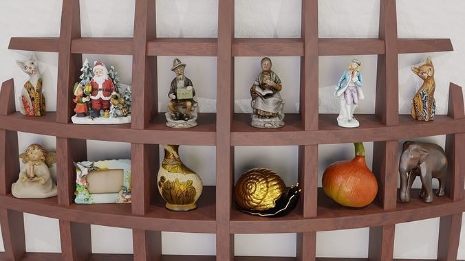 Wooden bookshelf library full with 33 models 3D model 3