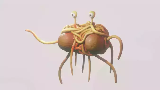 Flying Spaghetti Monster  Low-poly 3D model