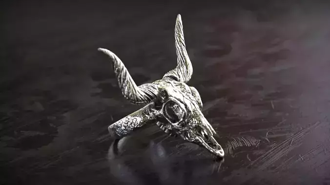 Longhorn Skull Ring  3D print model