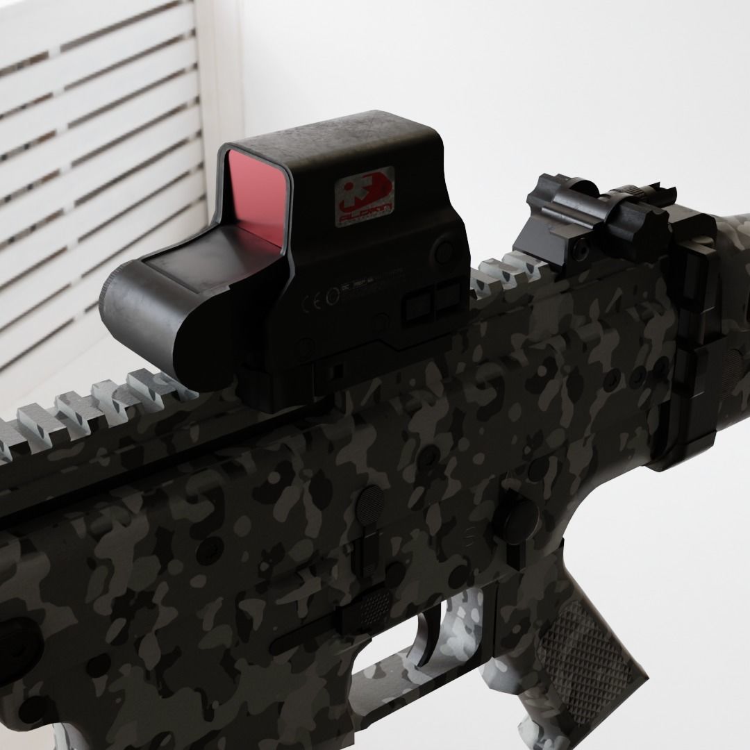FNH Scar Heavy MK17 snow camo with new accessories Low-poly 3D model_6