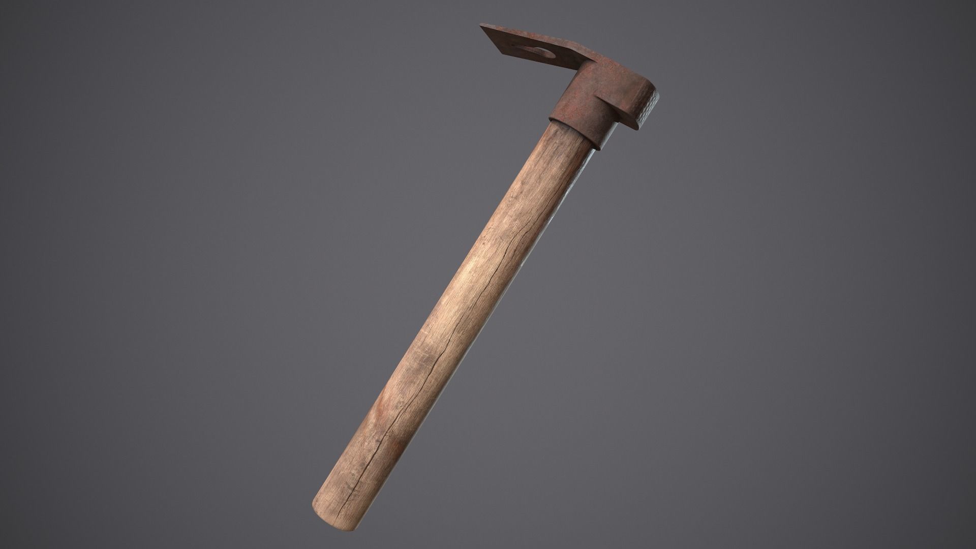 Hammer Old Low-poly 3D model_4