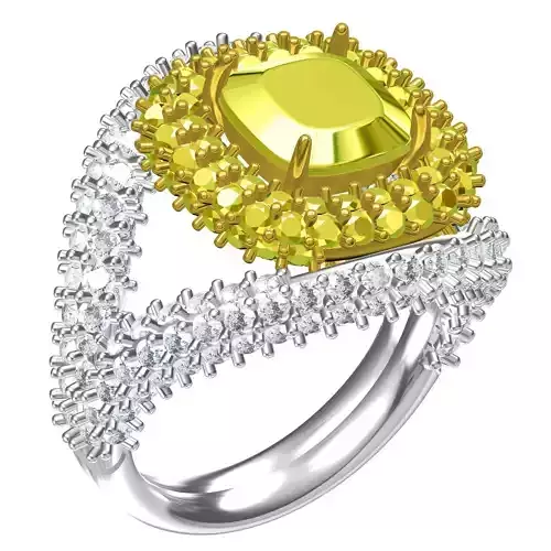 Fancy Cushion Cut Diamond Split Shank Ring