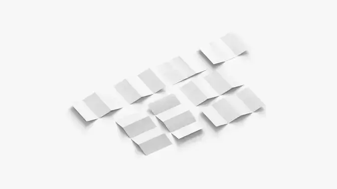 8 White Booklets Flyers - bifold and trifold map guide brochure Low-poly 3D model