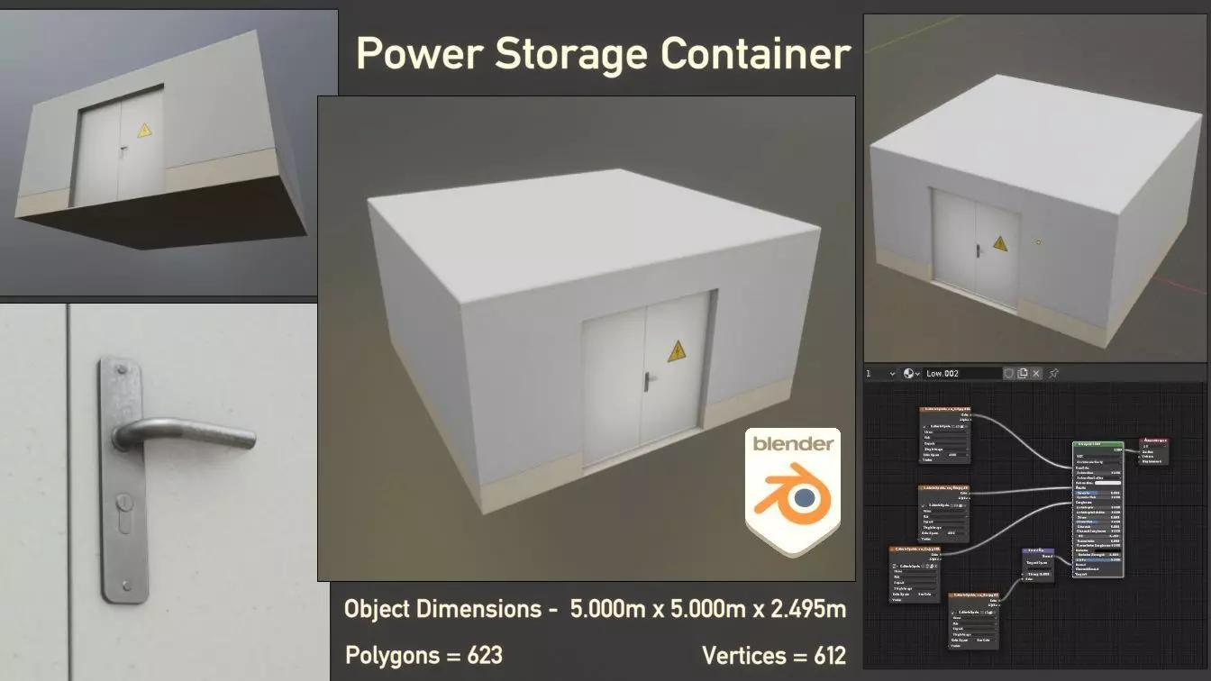 Power Storage Container Low-poly 3D model_0
