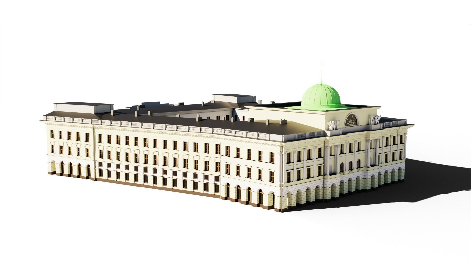 Eastern European Building 001 Low-poly 3D model_6