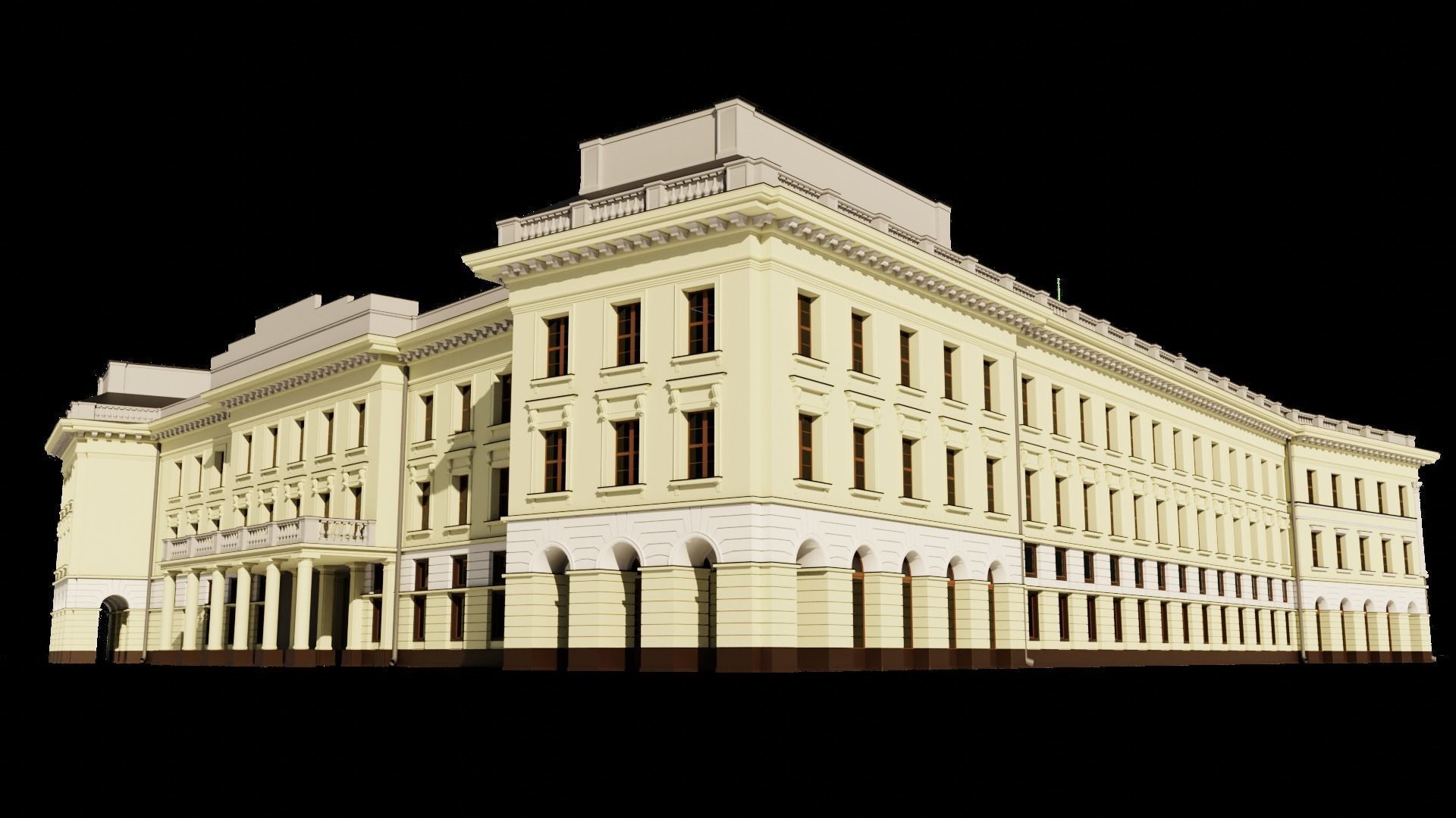 Eastern European Building 001 Low-poly 3D model_14