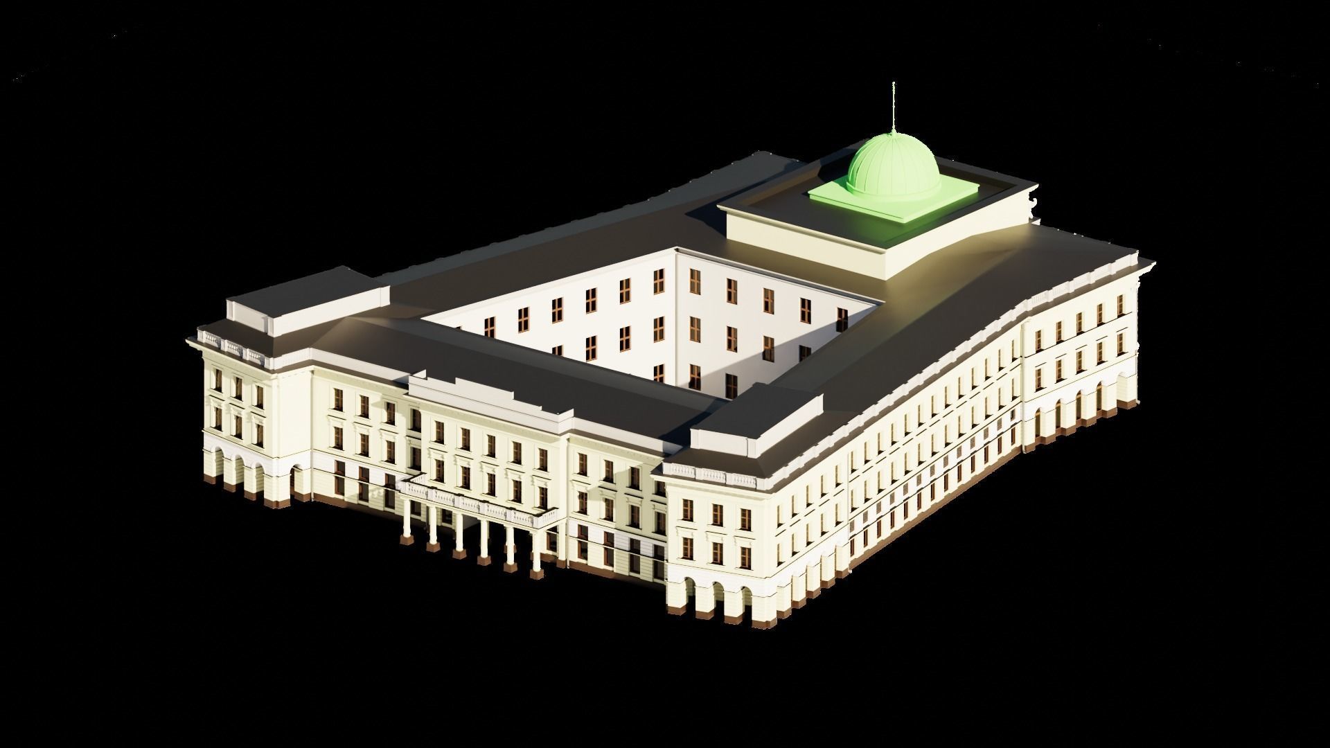 Eastern European Building 001 Low-poly 3D model_13