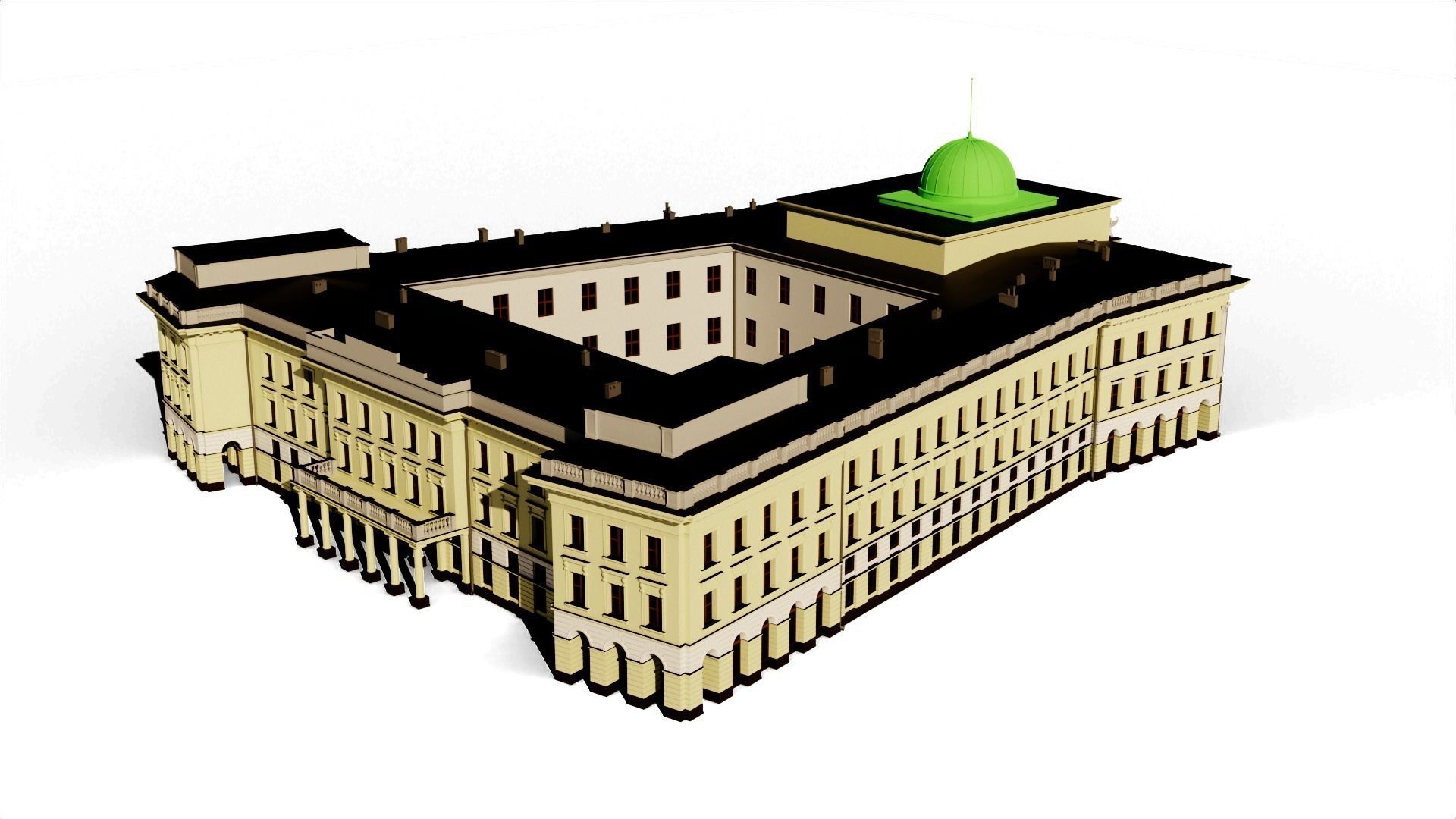 Eastern European Building 001 Low-poly 3D model_8