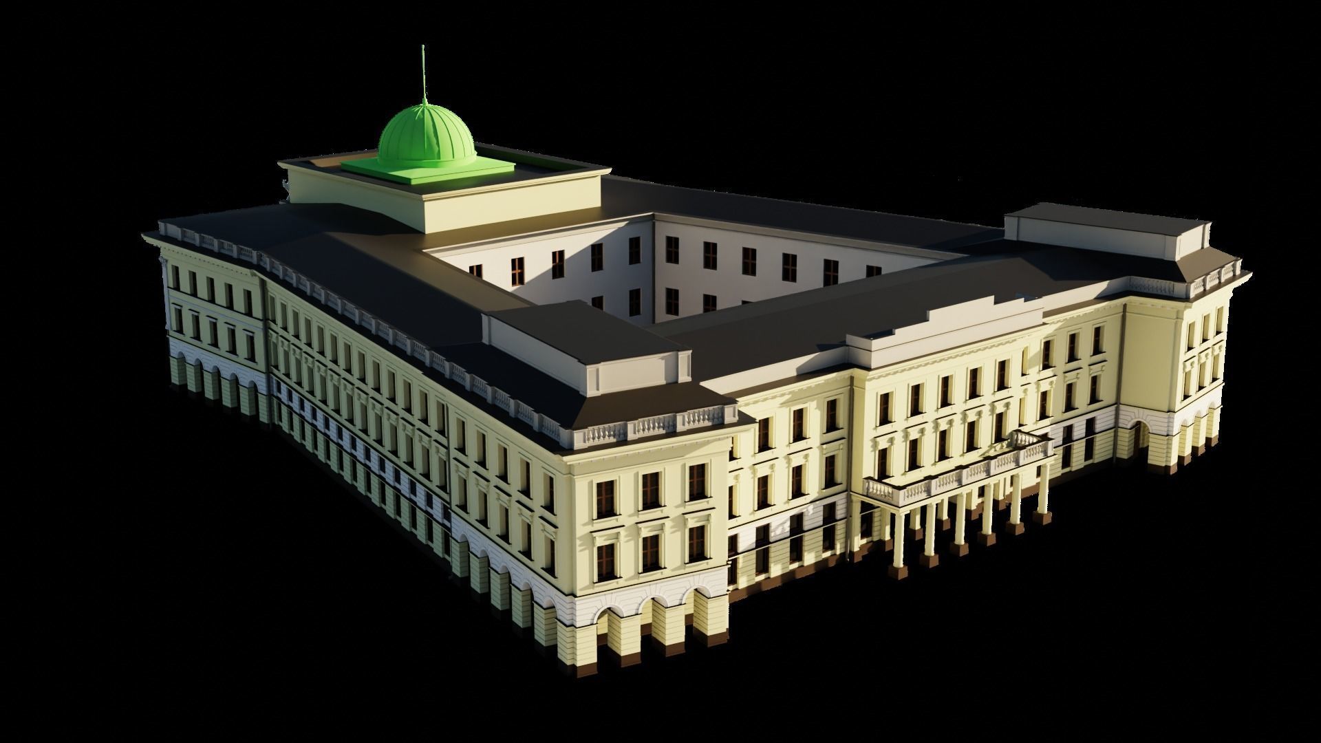 Eastern European Building 001 Low-poly 3D model_22