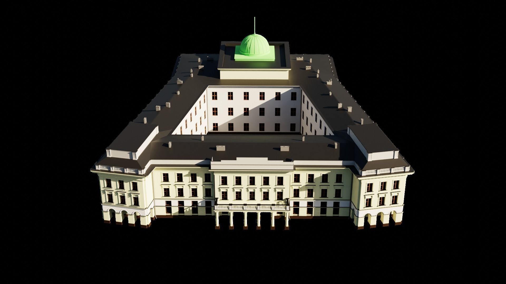 Eastern European Building 001 Low-poly 3D model_15