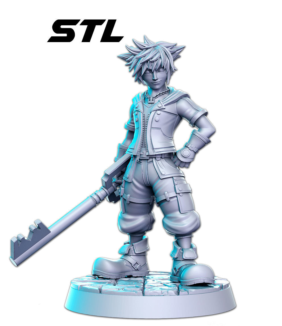 Sora Kingdom Hearts 32mm Pre-supported 3D print model_1