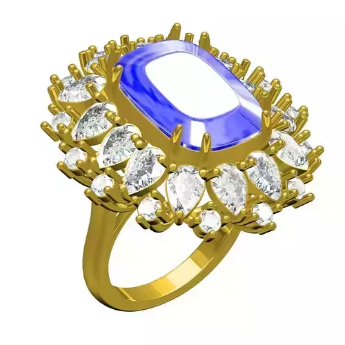 Cushion Stone Cluster Cocktail Ring