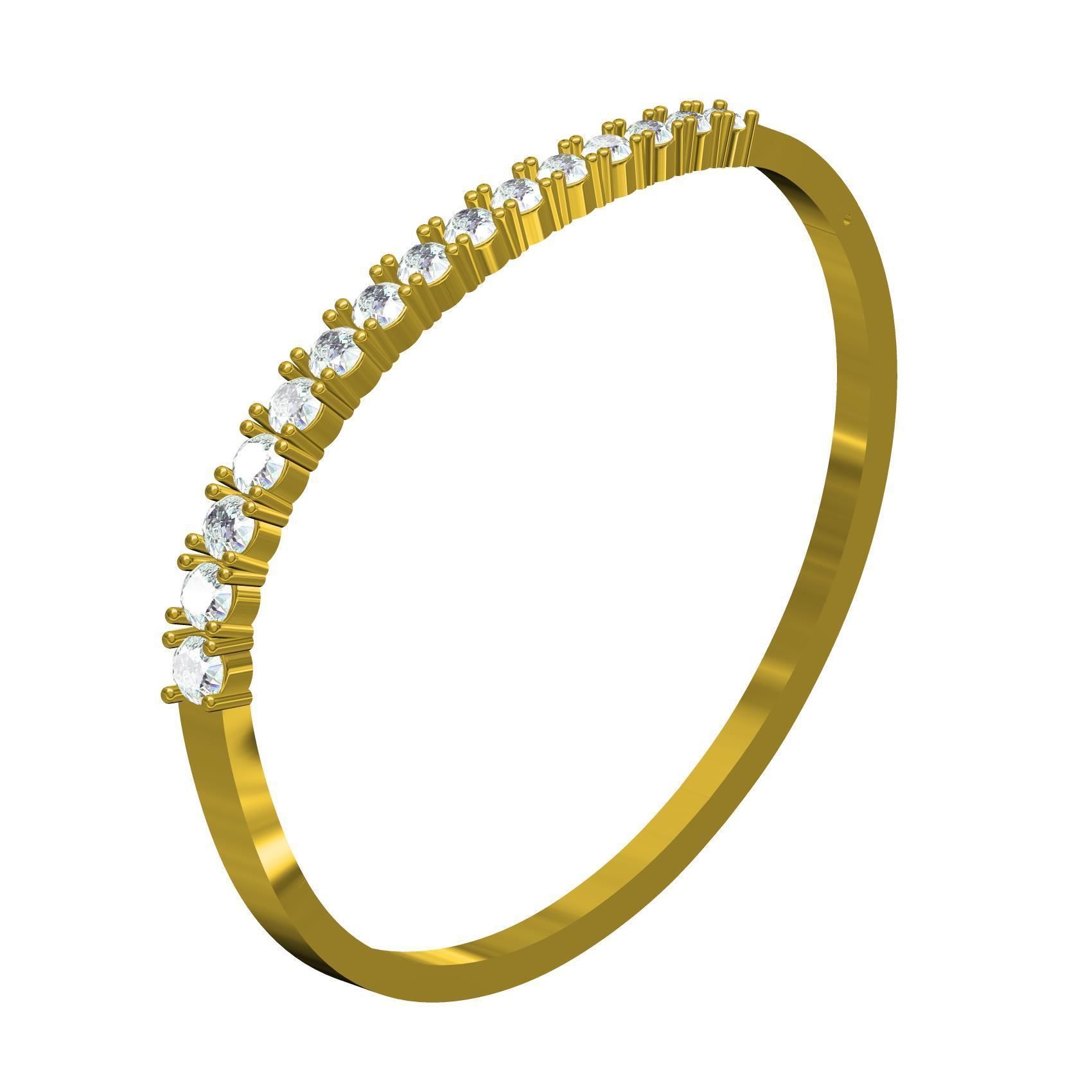 Simple Round Diamond Bracelet 3D print model_3