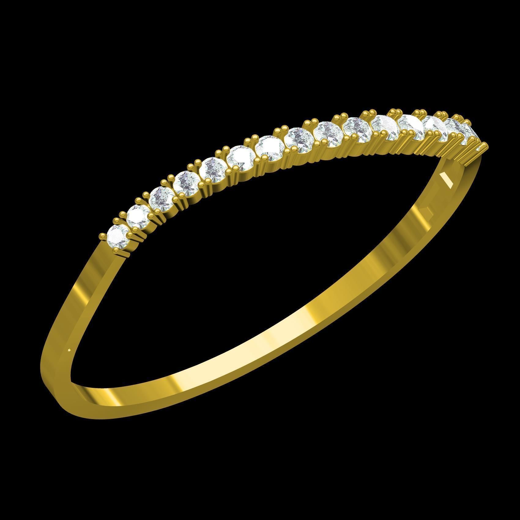 Simple Round Diamond Bracelet 3D print model_11