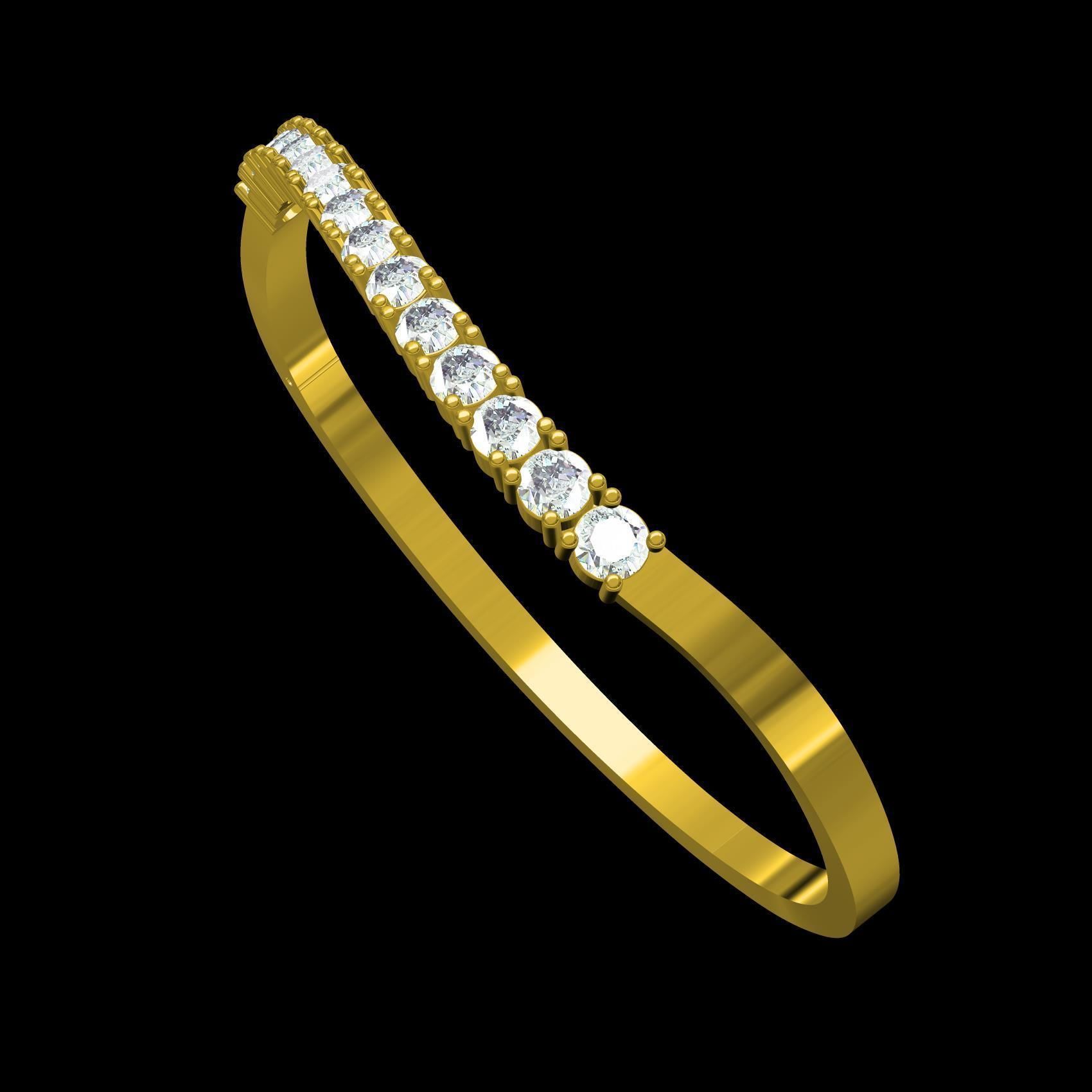 Simple Round Diamond Bracelet 3D print model_10