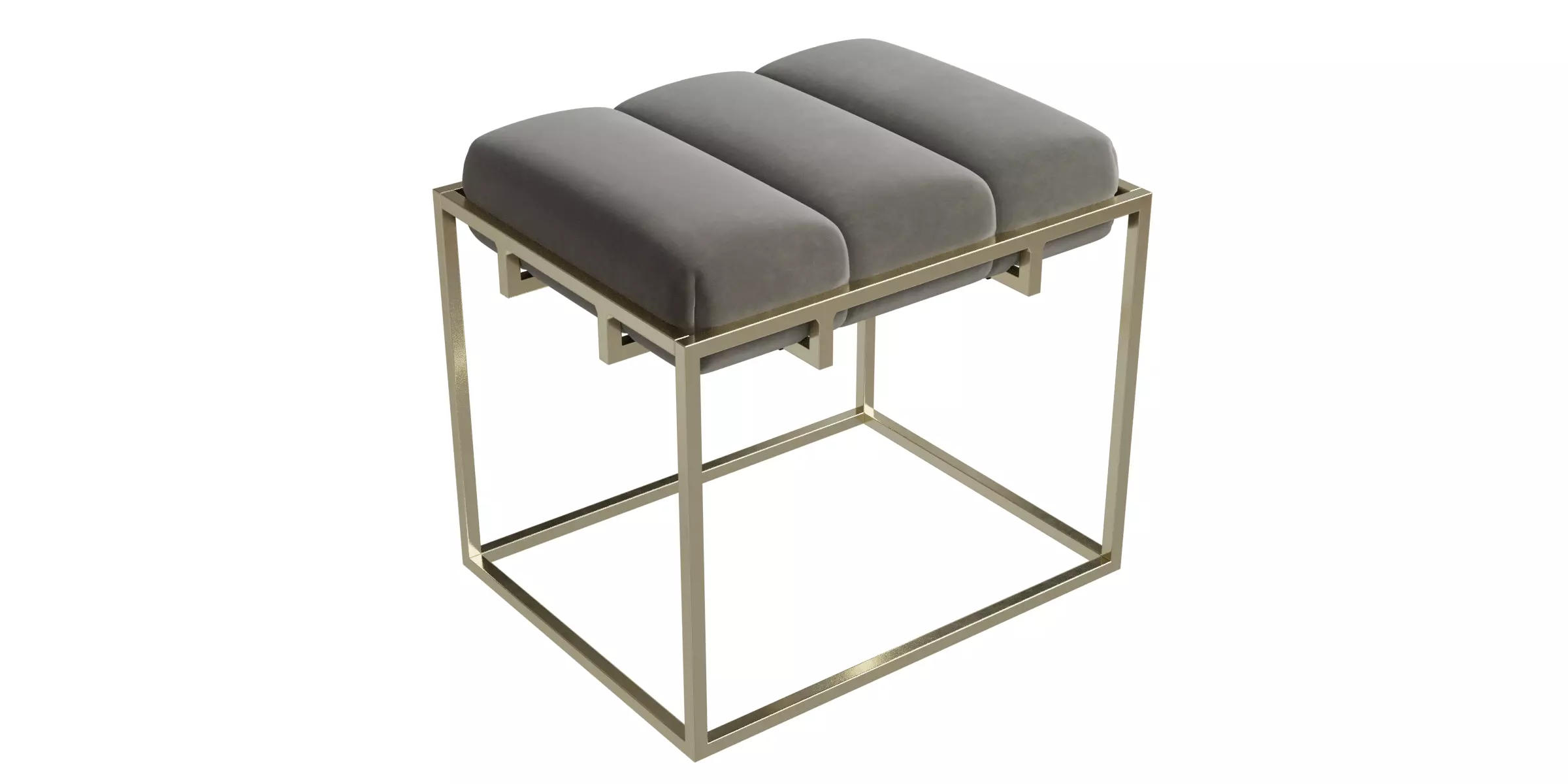 Grey Velvet Rectangle Framework Ottoman 3D model