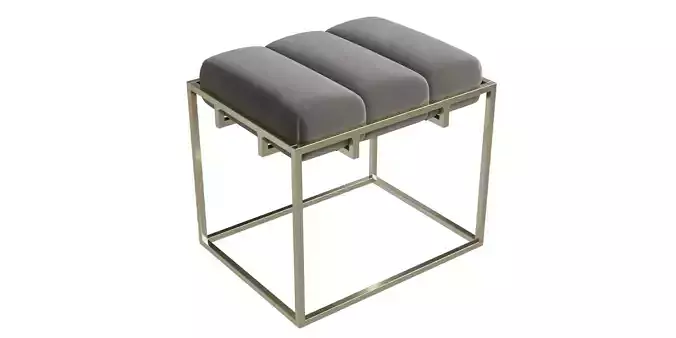 Grey Velvet Rectangle Framework Ottoman