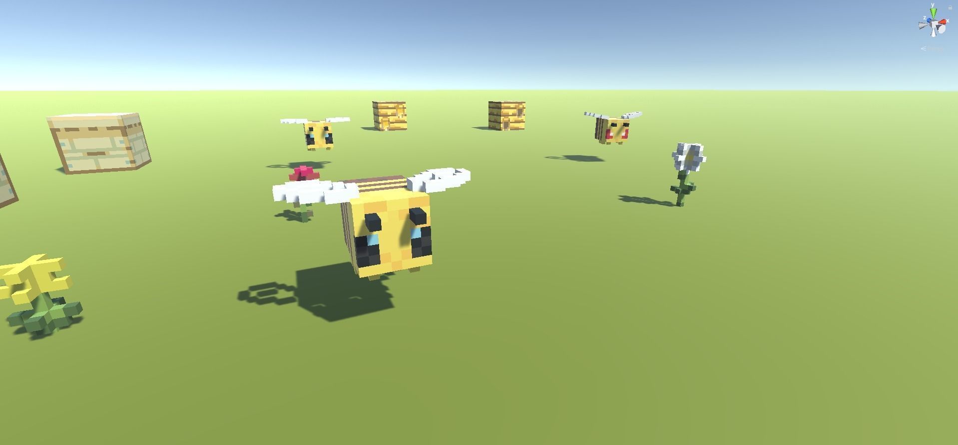 Block Pack Bee hive - block styled voxel bee hive Low-poly 3D model_2