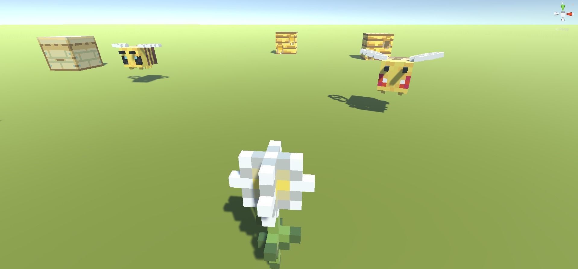 Block Pack Bee hive - block styled voxel bee hive Low-poly 3D model_7